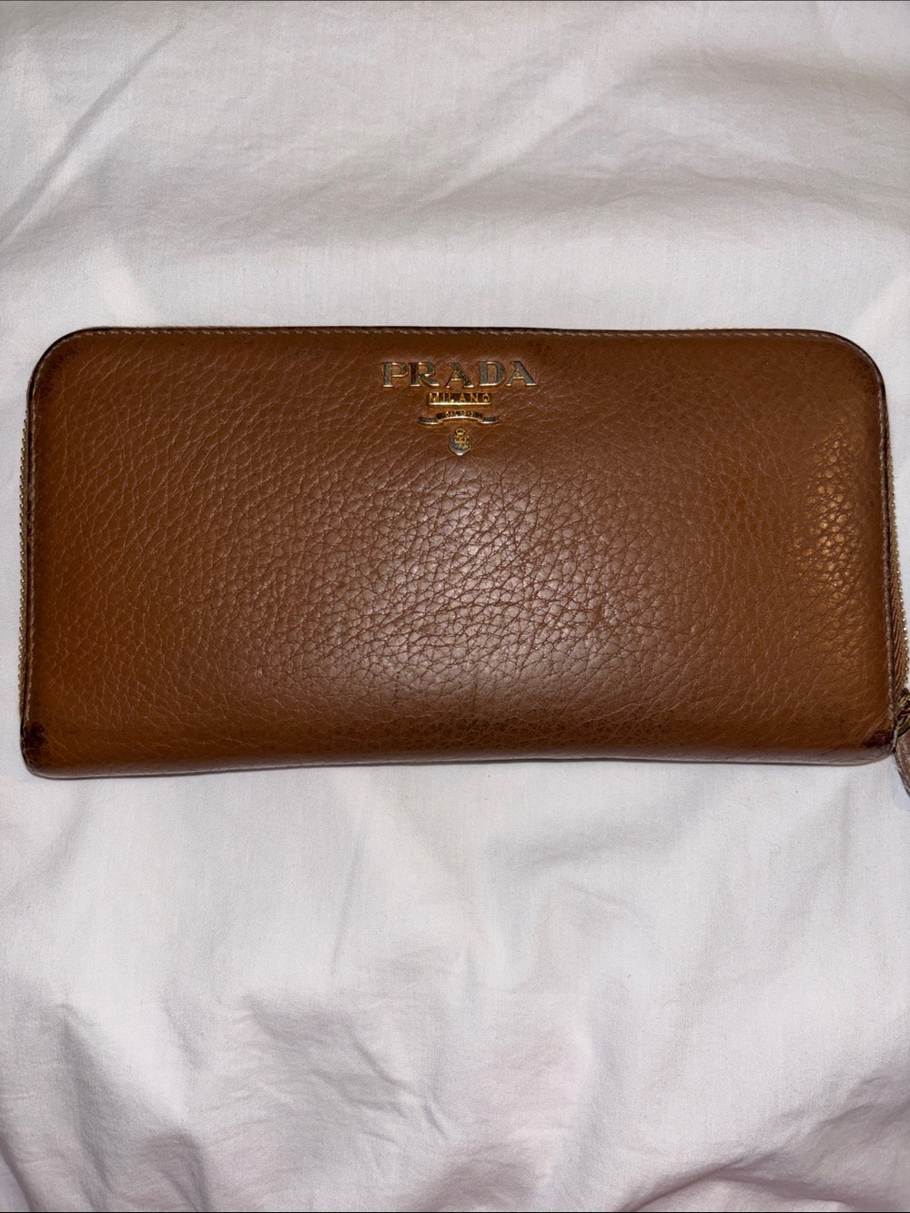 Prada Wallet, Measured at 8.25" length, 4.5" height, 1" depth (approx.), Tan